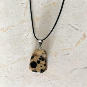 Pendentif pierre « jaspe dalmatien »