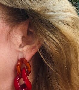 Boucles d’oreilles maillons dégradés de rouges