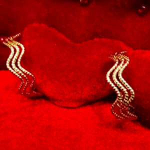 Boucles d’oreilles motif « Vagues », créoles, 3 anneaux