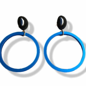 Boucles d’oreilles : Grandes créoles couleur bleue ou écaille – Bleu, 4,3 cm
