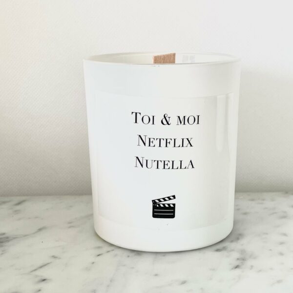 Bougie-Message "Toi & Moi, Netflix, Nutella"